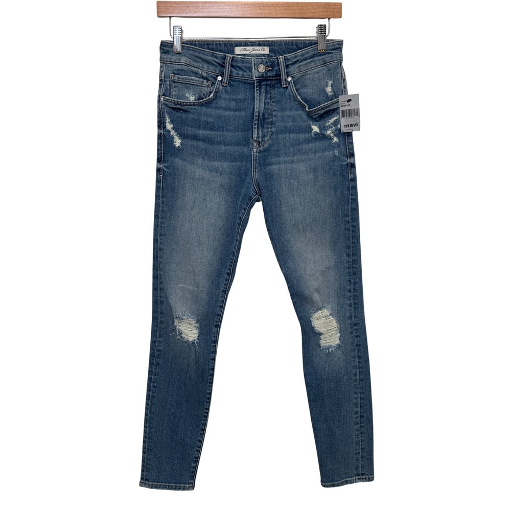 Mavi Womens Skinny Jeans 26 Blue Distressed Ripped Denim Edgy Grunge Casual